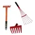  5 Teeth Baby Rake & 6 Tines Baby Leaf Rake with Handle, 6 Teeth Garden Rake without Handle- Set of 3 Pcs
